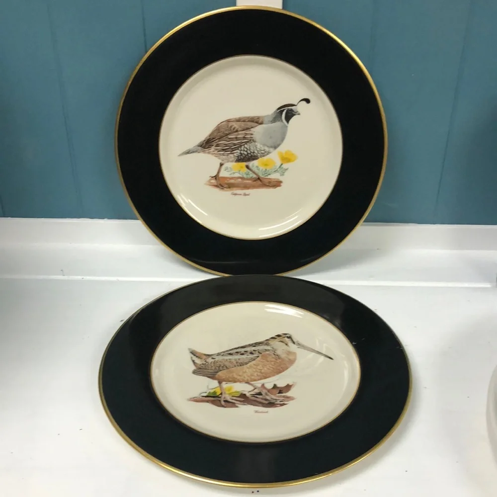 Interface American Manor China California Quail & Woodcock 11” plates‎ made USA